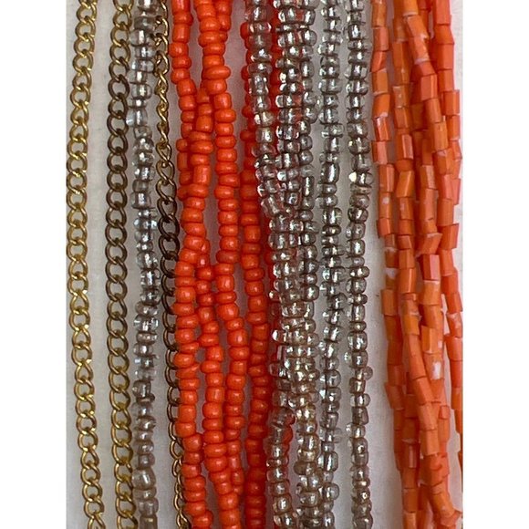 Shades of Orange 20 Strand Torsade Statement Necklace - Picture 5 of 8